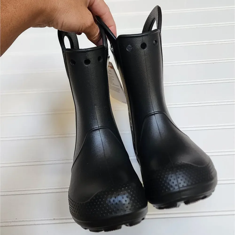 NWT Crocs Kids Black Handle It Rain Boots Size 1 Kids